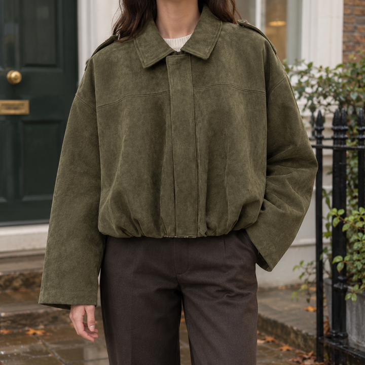 Grace-Marie Suede Bomber Jacket