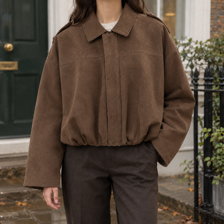 Grace-Marie Suede Bomber Jacket